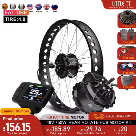 Electric Bike Fat-bike Conversion Kit 48V 750W 20’24’26in 4.0Tyre Brushless Rear Wheel Hub Motor For