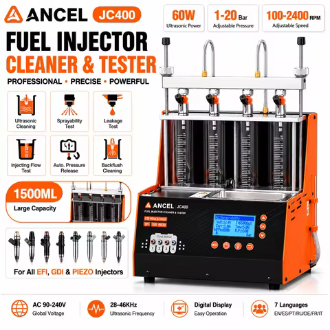 ANCEL JC400 Ultrasonic Fuel Injector Tester Cleaner Machine for GDI EFI Piezo Automotive Injectors C