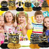 (duyongrain) 9 PCS Happy Birthday Party Table Decorations | ck And Gold Birthday Center Pieces For T