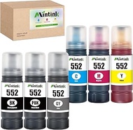 Mintink T552 Compatible Refill Ink Bottles Replacement for Epson 552 T552 Use with EcoTank Photo ET-8550 ET-8500 Printer (1 Black, 1 Photo Black, 1 Cyan, 1 Magenta, 1 Yellow, 1 Gray, 6 Pack)
