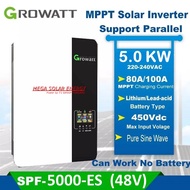 (Growatt) Hybrid off Grid inverter ปี 2022 รุ่น SPF-5000-ES ระบบชาท MPPT 100A ยี่ห้อ Growatt ขนาด 5.0Kw ใช้งานได้ โดยไม่ต้องมีแบต (เทสก่อนส่ง อ่านรายละเอียดก่อนสั่งซื้อ)