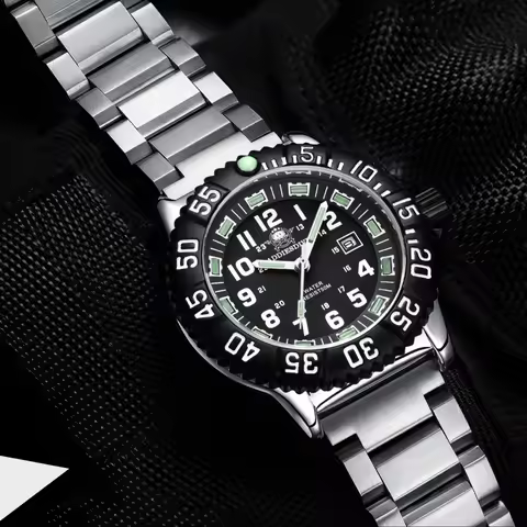 ADDIESDIVE 44mm MY-050S Japan 2115 Quartz Watches Tube Luminous 5Bar Waterproof Wristwatch Alloy Sta