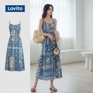 Lovito Gaun Bohemian Bertali Musim Bunga/Panas Kasual untuk Wanita L142ED610