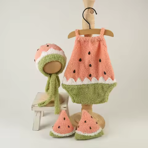 New Originality Baby Costume Soft Febric Newborn Infant Watermelon Clothes Newborn Photoshoot Props 