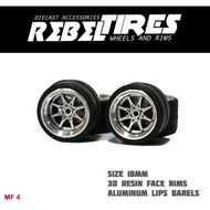 Rubber TIRES ALLOY MF4 REBEL TIRES 10mm ADJUSTABLE AXLE