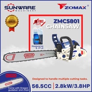 ZOMAX ZMC5801 Chain Saw 20" 22" with Oregon Bar and Chain Heavy Duty (Free Husqvarna 2T 1 Liter)