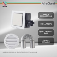 Airegard AS6090 Ventilation Exhaust Fan Square - Silver AS6090D2 White + 2M Wall