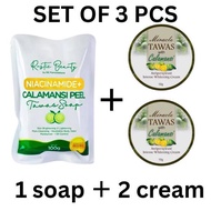 SET OF 3pcs 1 Soap + 2 Cream Miracle Tawas Cream and Tawas Peel Soap whitening exfloating