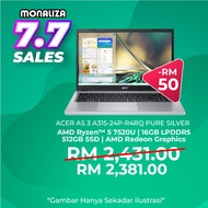 [ PROMOSI 7.7 ] Acer Aspire 3 Laptop (A315-24P-R4RQ) AMD RYZEN 5 7520U AMD RADEON GRAPHICS