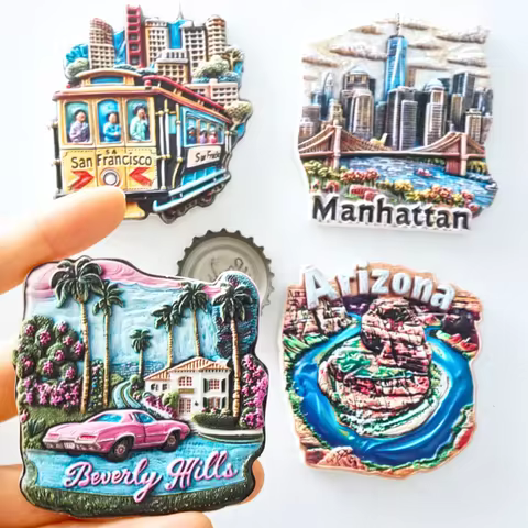 1pc, America view Fridge Magnets, America Travel Fridge Magnets, Manhattan Travel Fridge Magnets, Ar