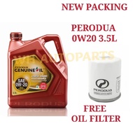 100% ORIGINAL ENGINE OIL PERODUA 0W20 3.5 LITER (FREE OIL FILTER)