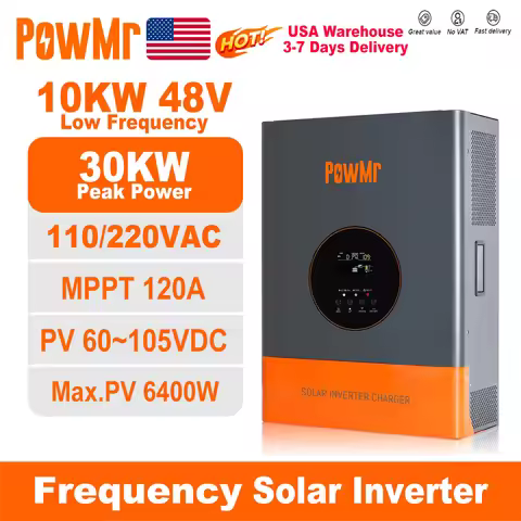 PowMr Split Phase 10KW Hybrid Solar Inverter 48VDC to 110V/220VAC 10KW Low Frequency Inverter with 1