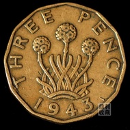 Official Logistics Directly to UK 3 Pence 12-Side Special-Shaped Coins 1943 before and after 21mm Fo