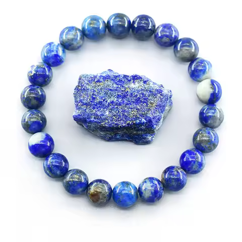Real 5A Natural Lapis Lazuli Stone Beads Bracelet Homme Elastic High Quality Energy Healing Jewelry 