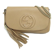 GUCCI Interlocking G 鏈條單肩包 536224 皮革 米色 二手 女款 GHW