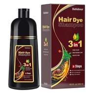 Bablabear Dark Brown Hair Color Shampoo for Gray Hair 500ML Instant Hair Dye Shampoo for Men & Women