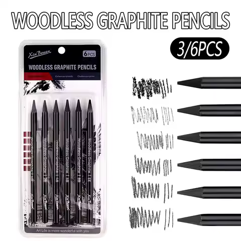 3/6pcs Woodfree Graphite Sketching Carbon Pencil Set, HB/2B/4B/6B/8B Art Student Drawing, Charcoal P