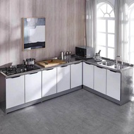 Ready stock！Kabinet dapur Stainless Steel Kitchen Cabinet High Quality Kitchen Cabinet Simple Assembly Economical Stove Sink Kitchen Cabinet Dapur Murah 不锈钢橱柜