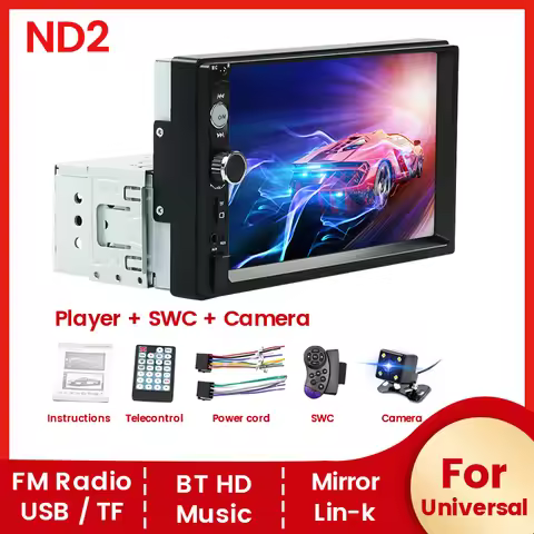 New 2024 7 inch Universal Car Radio Stereo MP3 MP5 Multimedia Player Support SWC/AUX/BT/SD/USB/Mirro