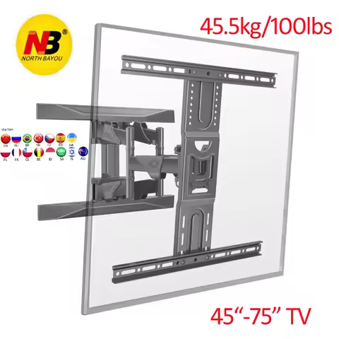 NB P6 universal strong ultra slim 6 arm 45.5kg 60" 30"-70" retractable LCD tv wall mount BRACKET wit