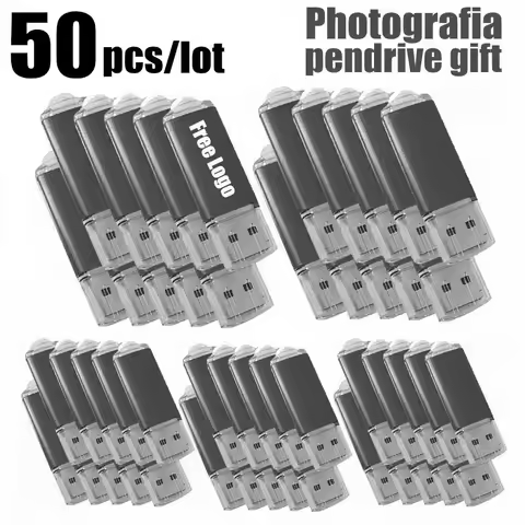 50PCS/LOT Custom Logo Metal Pendrive Key USB Flash Drive 2.0 4GB 8GB 32GB 64GB Storage Device Photo 