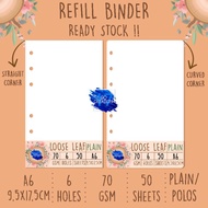 / Binder Filling Paper Plain Binder Refill Plain Binder A6 (6 Ring)