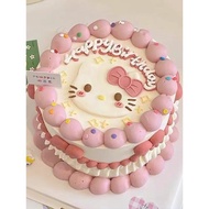 網紅軟膠kitty貓蛋糕裝飾擺件卡通庫洛米美樂蒂玉桂狗生日插件