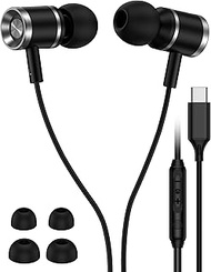 USB C Wired Headphones for Samsung Galaxy, Type C Earphones with Microphone Earbuds for Samsung S25 