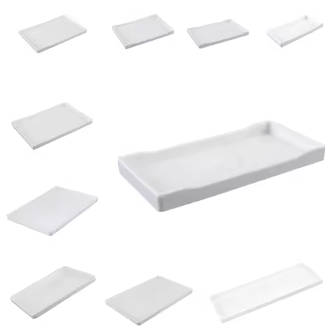 Melamine Dinnerware Modern Serving Tray Set with Raised Edge for Cafe Bakery Tea Shop