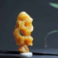 【太湖石】天然黃龍玉吊墜/原創設計手工雕刻項鏈/創意玉墜掛件