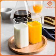 Cc High Temperature Resistant Square Transparent Glass Tea Milk Cup 250ml/400ml