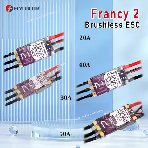 FLYCOLOR Francy 2 Brushless ESC 20A 30A 40A 50A BLHELI-32 Dshot High Performance MCU 5V/3A 12V/2A BE