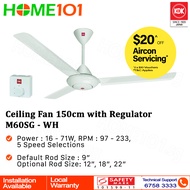 KDK Ceiling Fan 150cm w/ Regulator M60SG-WH *NO INSTALLATION*