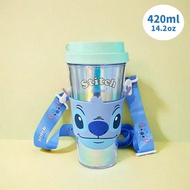 Stitch Series 420mL (Approx. 14.2OZ) Plastic Cup With Cup Sleeve And Carrying Strap, Made Of Plastic