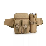 Tas gang + Tempat Botol Minum Tactical Militer Army Bahan Anti Air Hijau Weist bag pria army waterpr