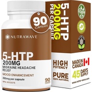 Nutrawave PURE 5-HTP 200mg Capsules – 5-HTP Supplement for Women & Men –, Vegan, Gluten-Free – 90 Ca