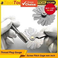 Thread Plug Gauge Metric Imperial MM Gear Tooth Screw Pitch Gage Cutting Measure Lathe Hand Tool Tap