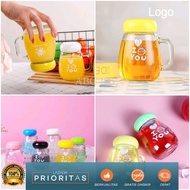 Bisa COD Botol Tea Cup Kaca Dengan Saringan Teh Gelas Motif Tulisan I Love You - ABC 123 Store