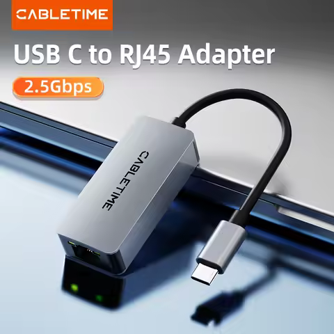 CABLETIME USB C Ethernet Adapter 2.5G 2500Mbps USB3.1 RJ45 LAN Network Card for Laptop PC Macbook Ma