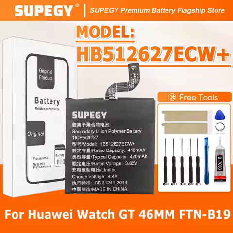 2026 YEARS HB512627ECW+ Battery for Huawei Watch GT 46MM FTN-B19 420mAh portablet Batteries Warranty