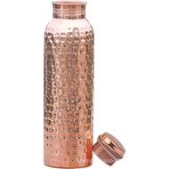 Handmade Copper Water Bottle-34oz/1,000ml-Ayurvedic Pure Copper Drink Set, Suitable for Drinking, St