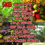 (PREMIUM) 5KG Baja Fertiliizers/Baja BUNGA/BUAH/SUBUR/Sayuran/Organik/KOPI/Pokok/Cili/Durian/bagus