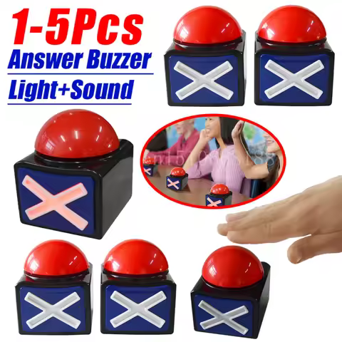 1-5PCS Red Answer Buzzer Alarm Button Box with Sound and Light Play Buzz Button Contest Answer Butto