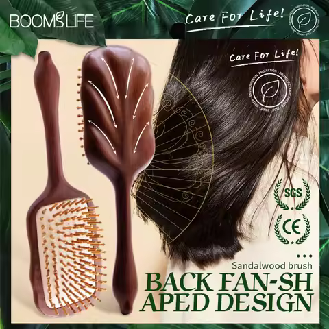 Luxurious Sandalwood Hair Brush Women Custom Wide Teeth Paddle Hairbrush Wooden Comb for Hair Massag