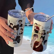 Zhang Linghe Handsome Guy Creative Coffee High-value Stainless Steel Thermos Cup Office Straw Water 