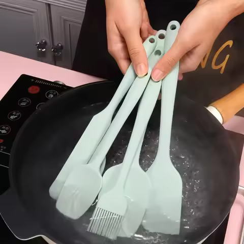 6 Pieces Silicone Spatula Set Non-Stick Heat Resistant Spatula Oil brush Cream Mixing Spoon for Cook