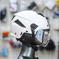 [Genuine] Glossy white 3/4 LS2 OF610 helmet - Sporty design, with visor, European standard
