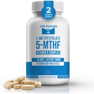 L-Methylfolate 15mg + Vitamin B Complex - 5-MTHF, B6 & B12 Methylcobalamin - 60 Capsules - Professio