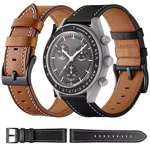 20mm Leather Strap For Omega X Swatch Joint MoonSwatch Watchband Replace Bracelet For MoonSwatch Wri
