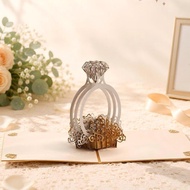 🎀Chinese Valentine's Day Gift🎀Couple Gift Three-Dimensional Diamond Ring Greeting Card 3D Paper Carv
